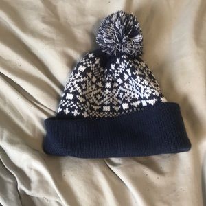Blue and white touque with headphones inside!